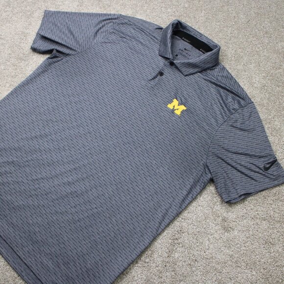 Nike Golf Michigan Polo Shirt Mens Large Blue Vapor Standard Fit S/S Dri-Fit - Picture 3 of 13